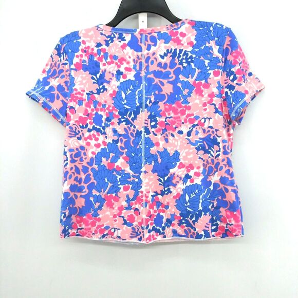 Talbots Shirt Womens Size M Multicolor Short Sleeve V-Neck Pullover Top - Picture 3 of 6